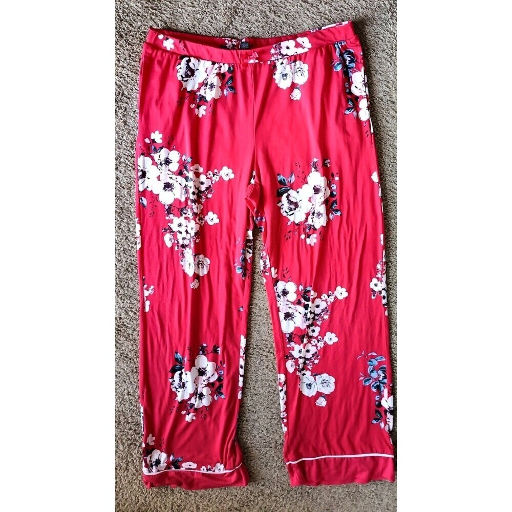 Nanette Lepore Pajama Pants Women's Size XL Red Floral Print Lounge